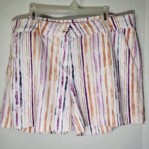 Isaac Mizrahi Stretch Tailored Shorts Size 16 Watercolor Stripes